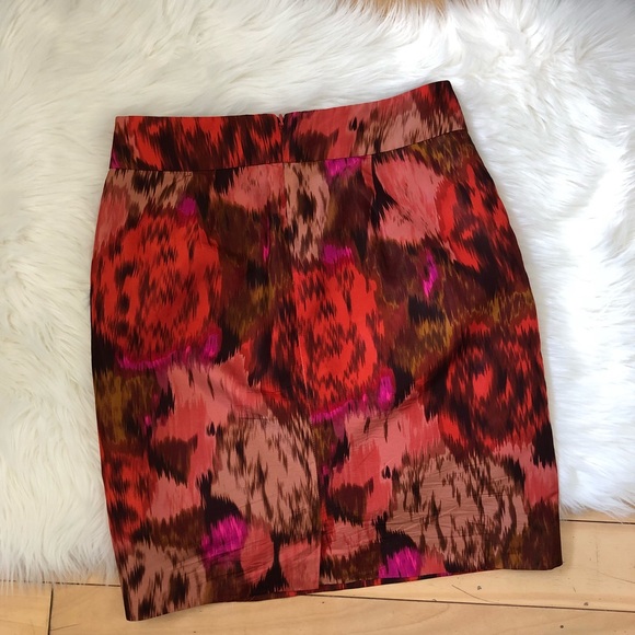 [J.Crew] Ikat Floral Silk Skirt - Picture 3 of 5